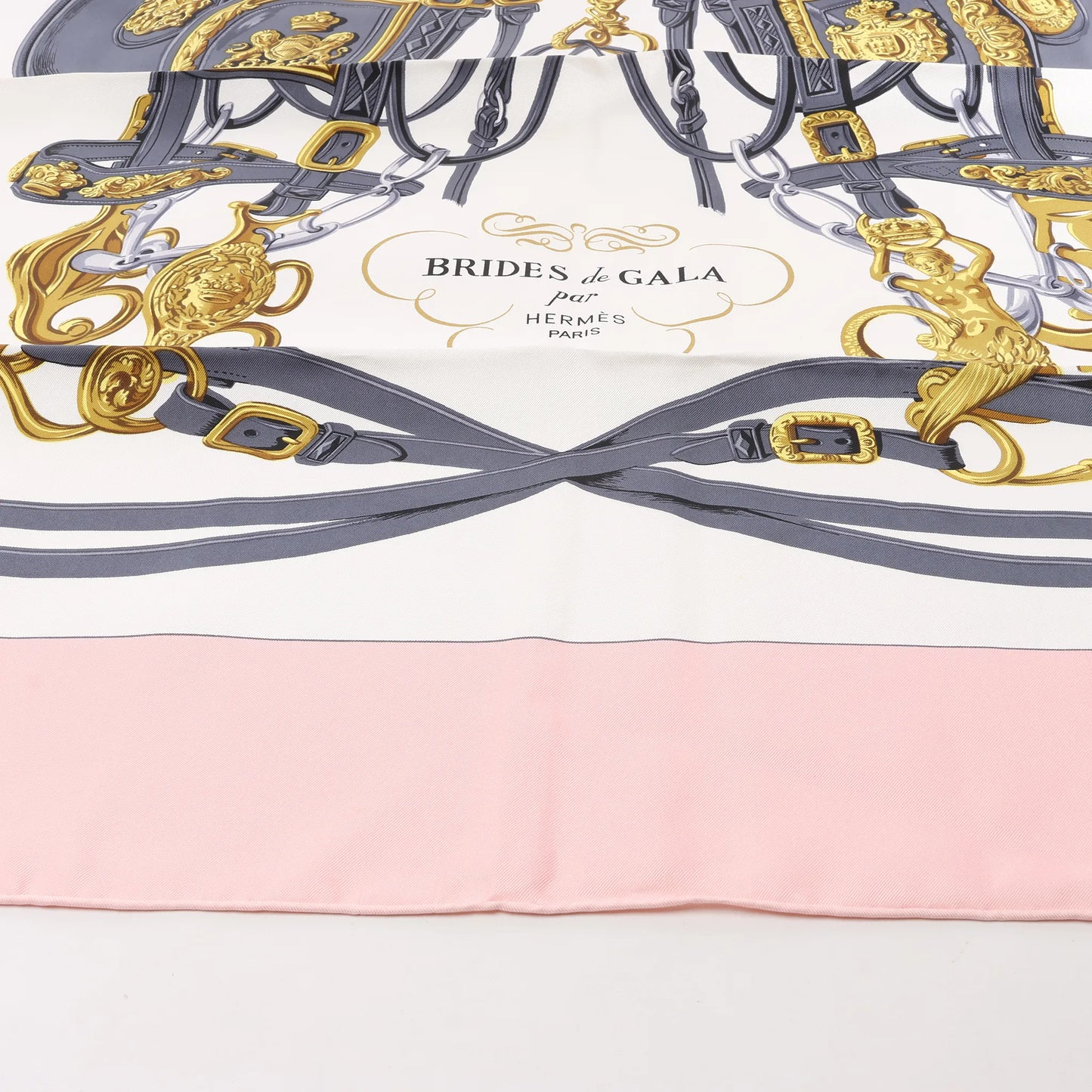 Hermès Carré 90 "BRIDES de GALA" Silk handkerchief in Pink
