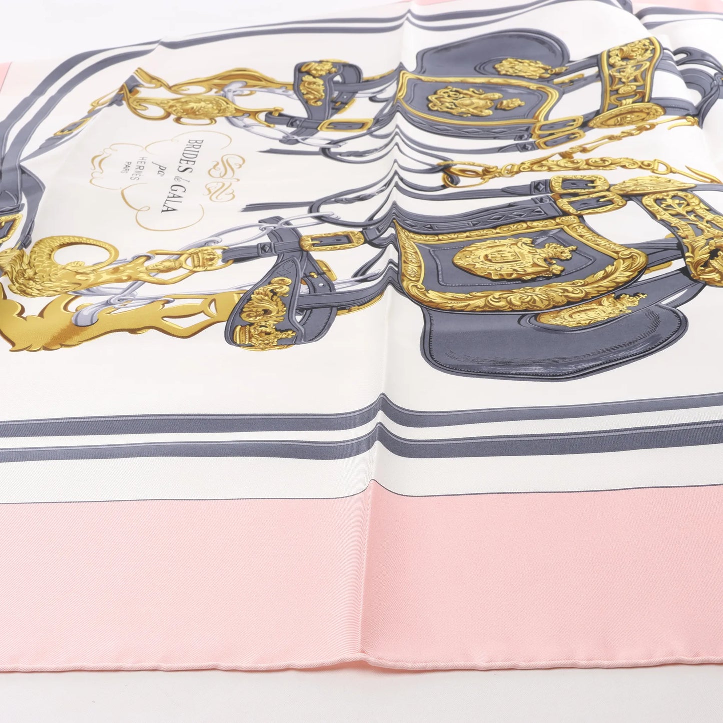 Hermès Carré 90 "BRIDES de GALA" Silk handkerchief in Pink