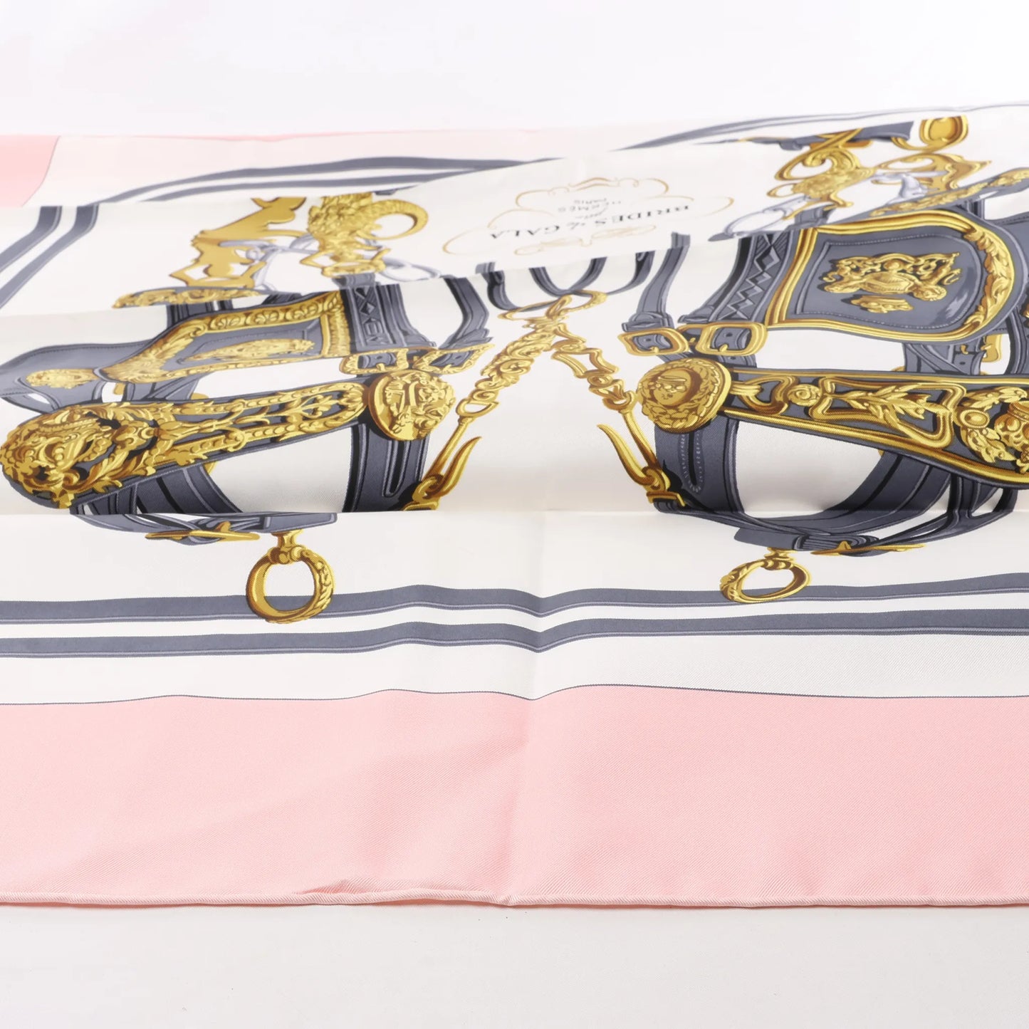 Hermès Carré 90 "BRIDES de GALA" Silk handkerchief in Pink