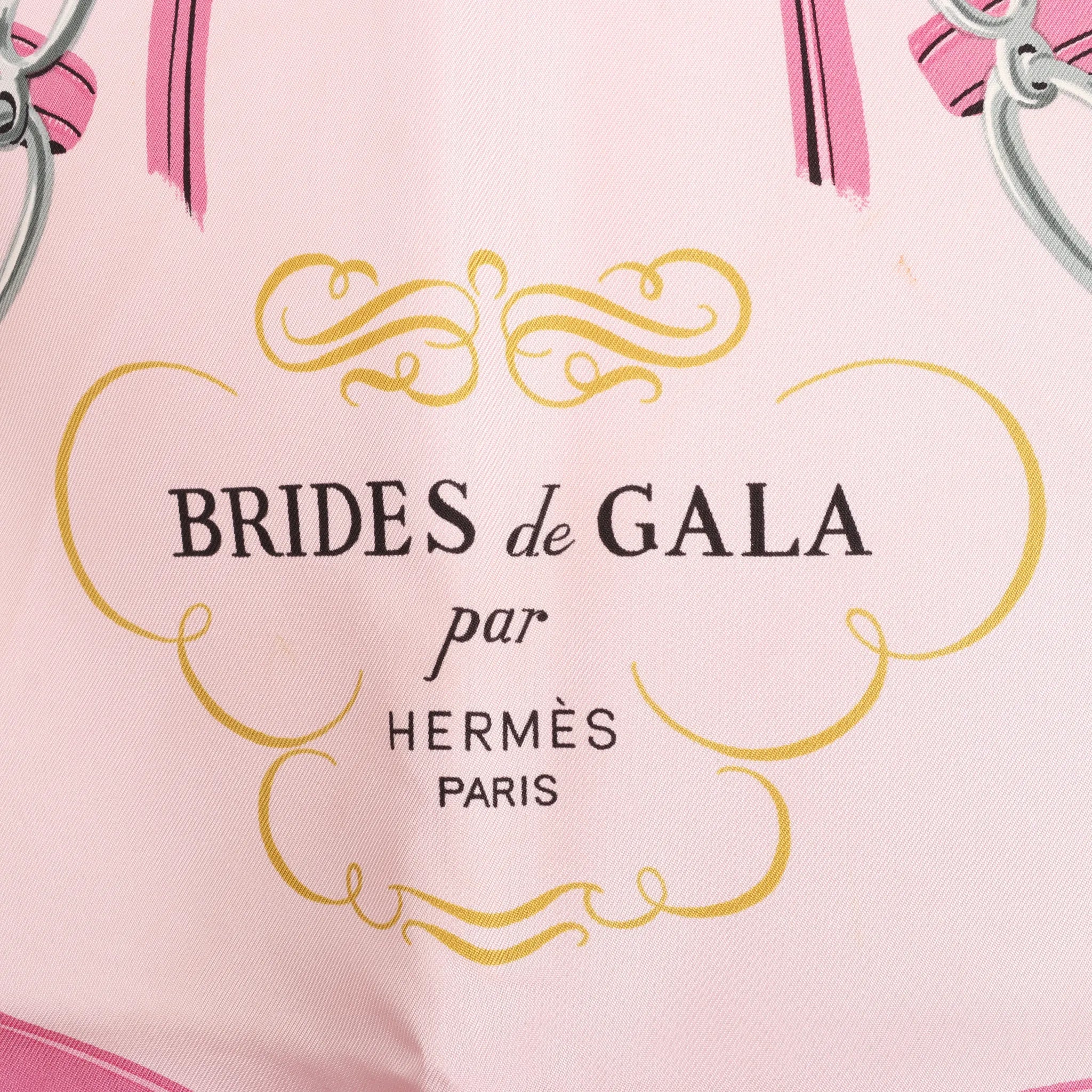 Hermès Carré 90 "BRIDES de GALA" Silk handkerchief in Pink