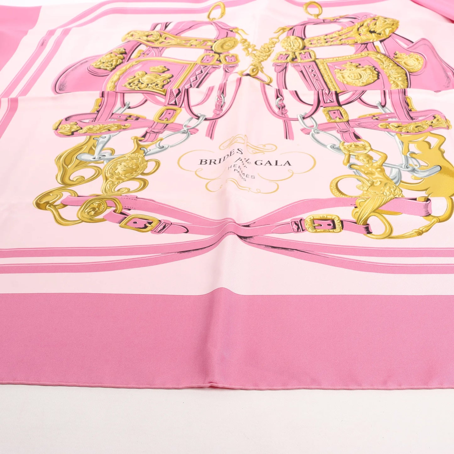 Hermès Carré 90 "BRIDES de GALA" Silk handkerchief in Pink