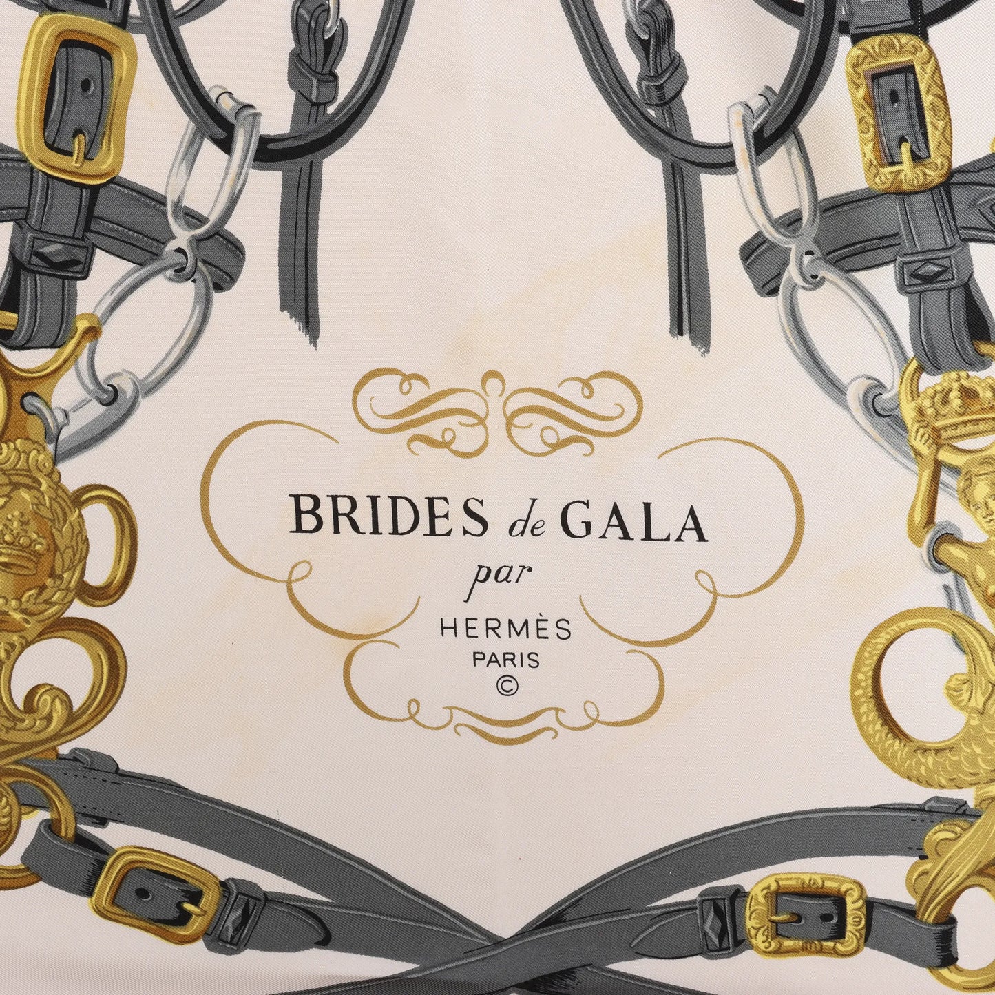 Hermès Carré 90 "BRIDES de GALA" Silk handkerchief in Red