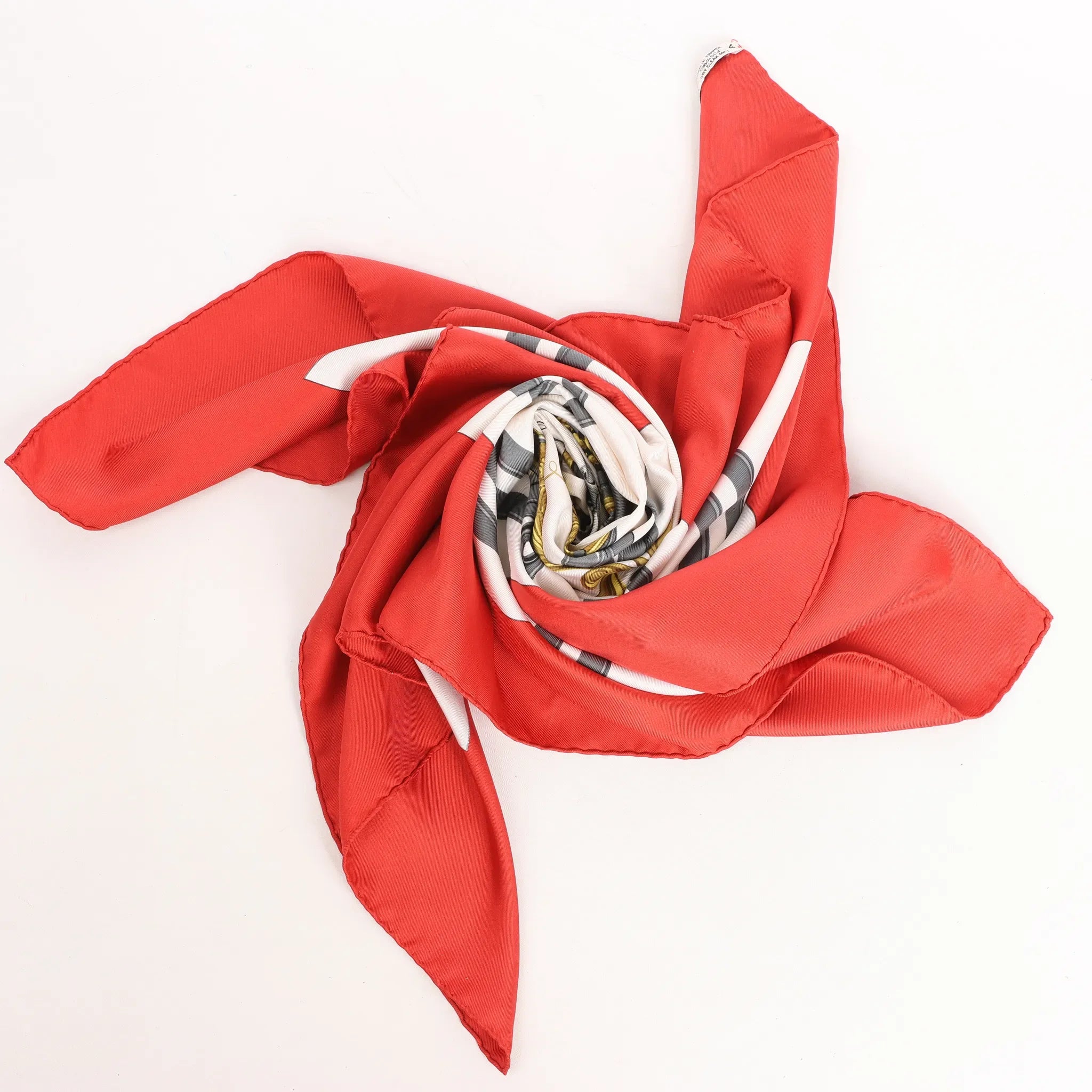 Hermès Carré 90 "BRIDES de GALA" Silk handkerchief in Red