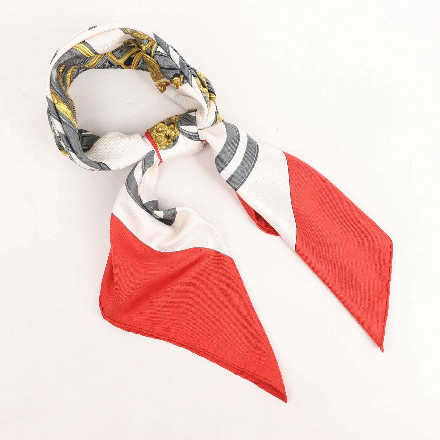 Hermès Carré 90 "BRIDES de GALA" Silk handkerchief in Red