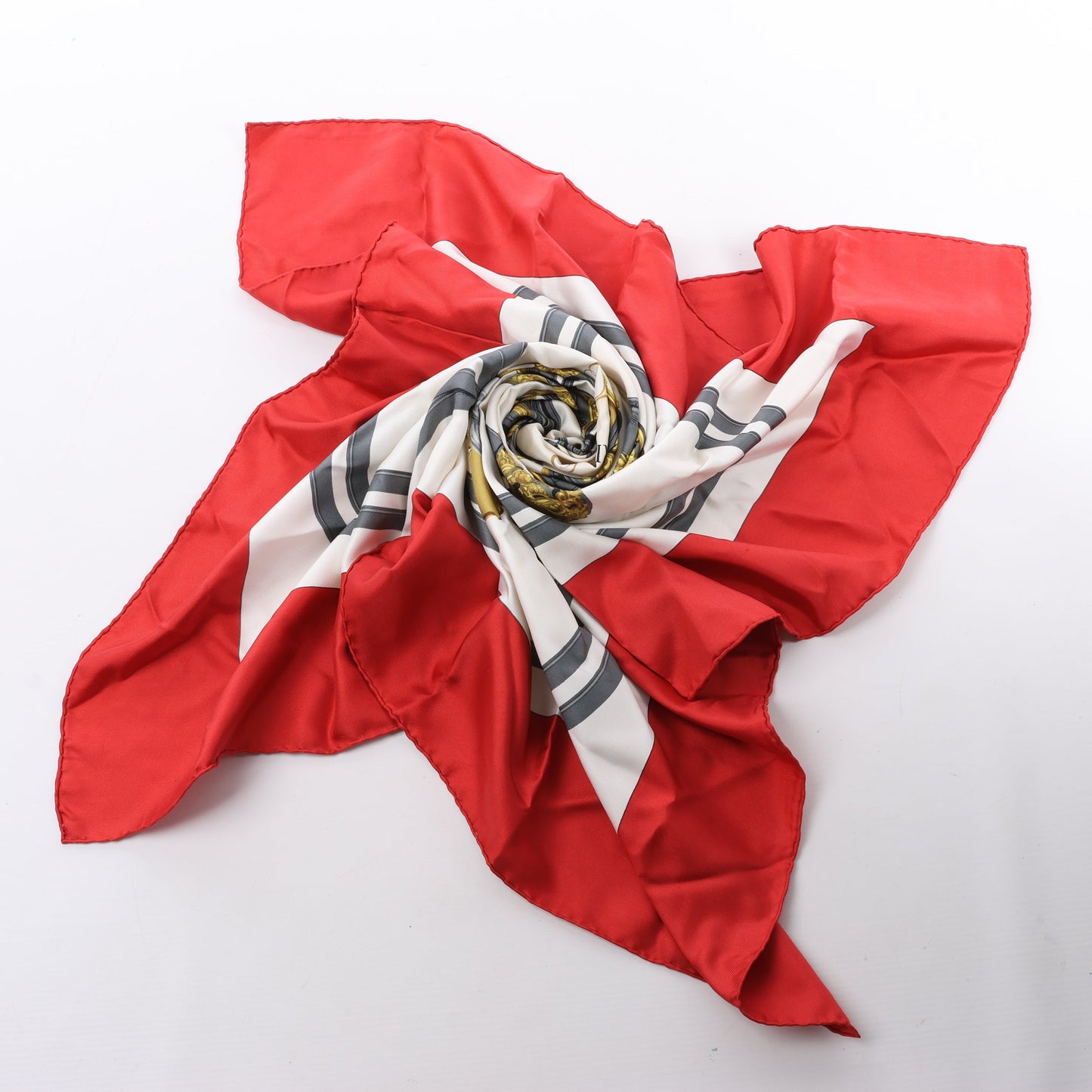 Hermès Carré 90 "BRIDES de GALA" 100% Silk Scarf in Red
