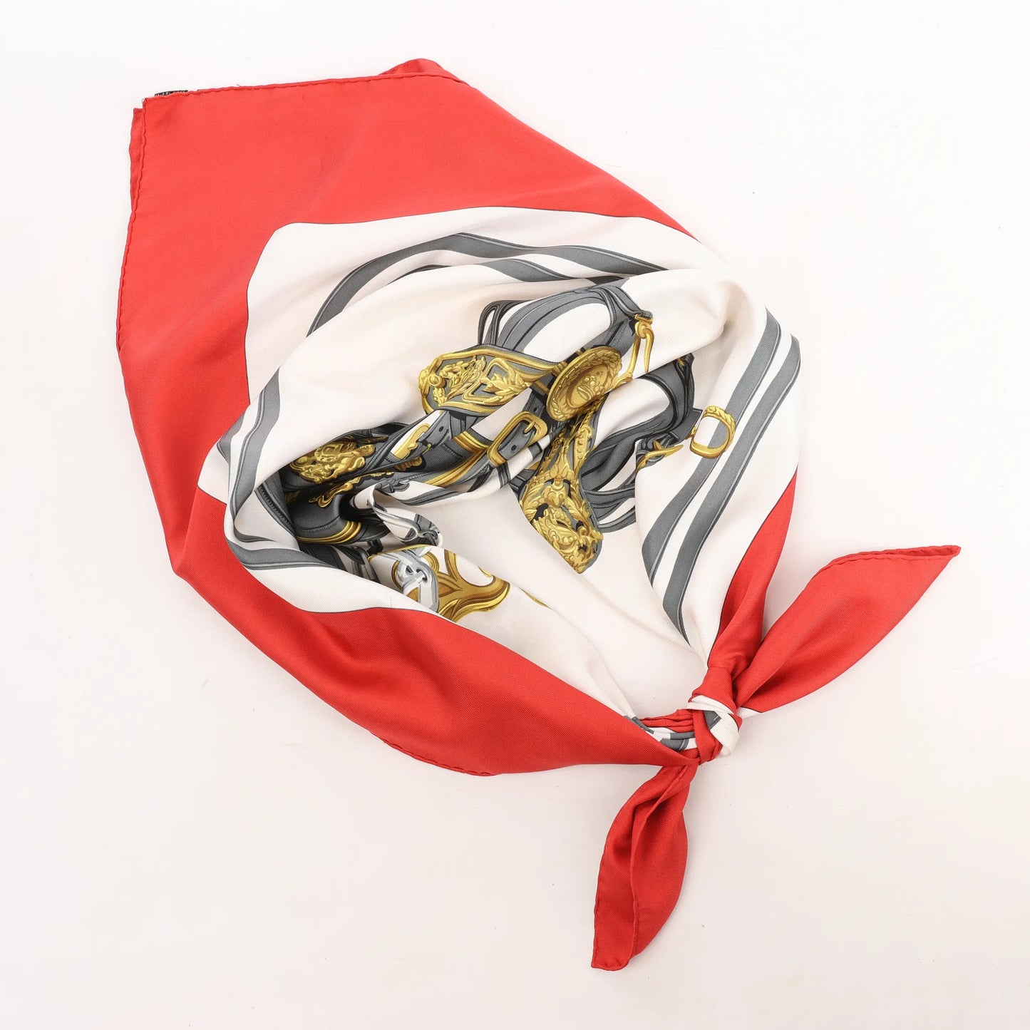 Hermès Carré 90 "BRIDES de GALA" Silk handkerchief in Red