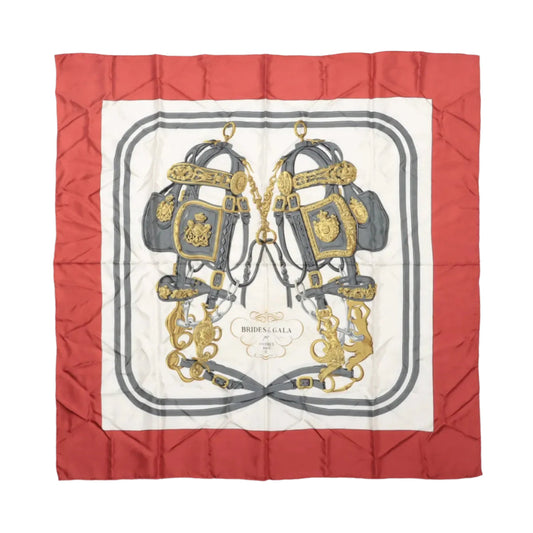 Hermès Carré 90 "BRIDES de GALA" 100% Silk Scarf in Red
