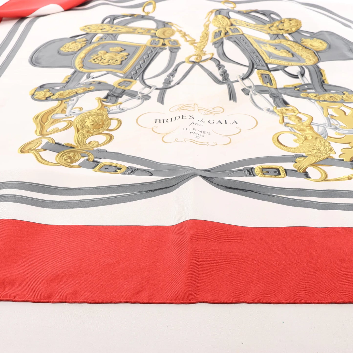 Hermès Carré 90 "BRIDES de GALA" Silk handkerchief in Red