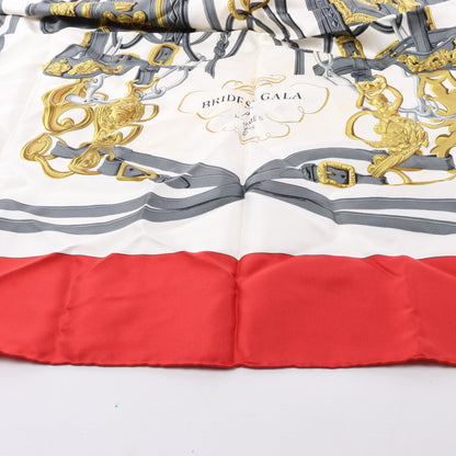 Hermès Carré 90 "BRIDES de GALA" 100% Silk Scarf in Red