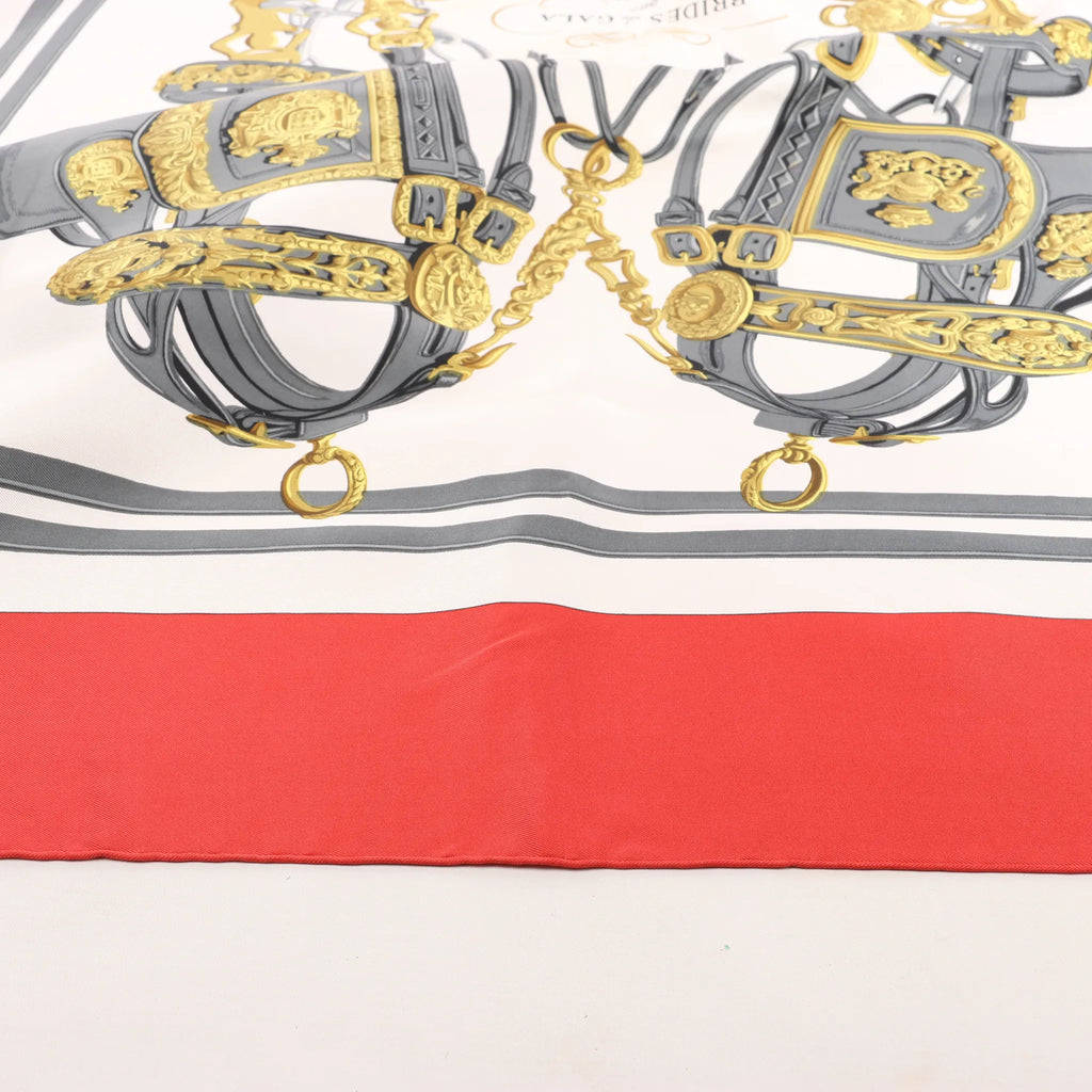 Hermès Carré 90 "BRIDES de GALA" Silk handkerchief in Red