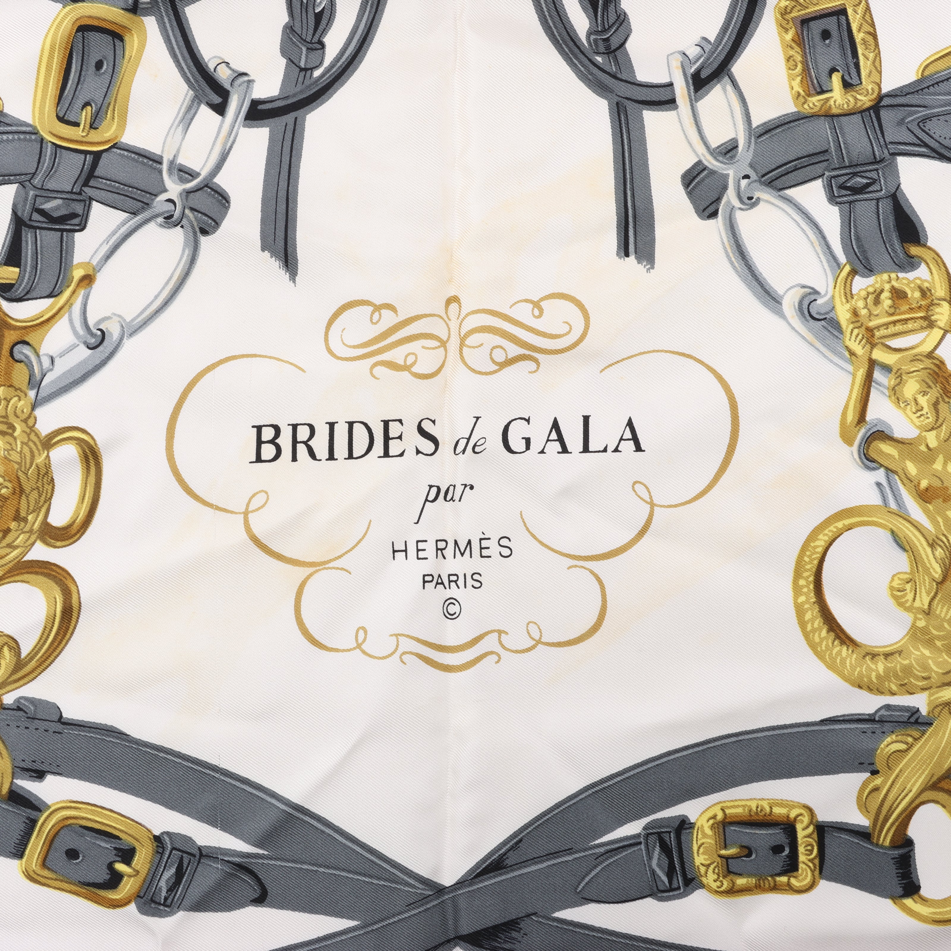 Hermès Carré 90 "BRIDES de GALA" 100% Silk Scarf in Red