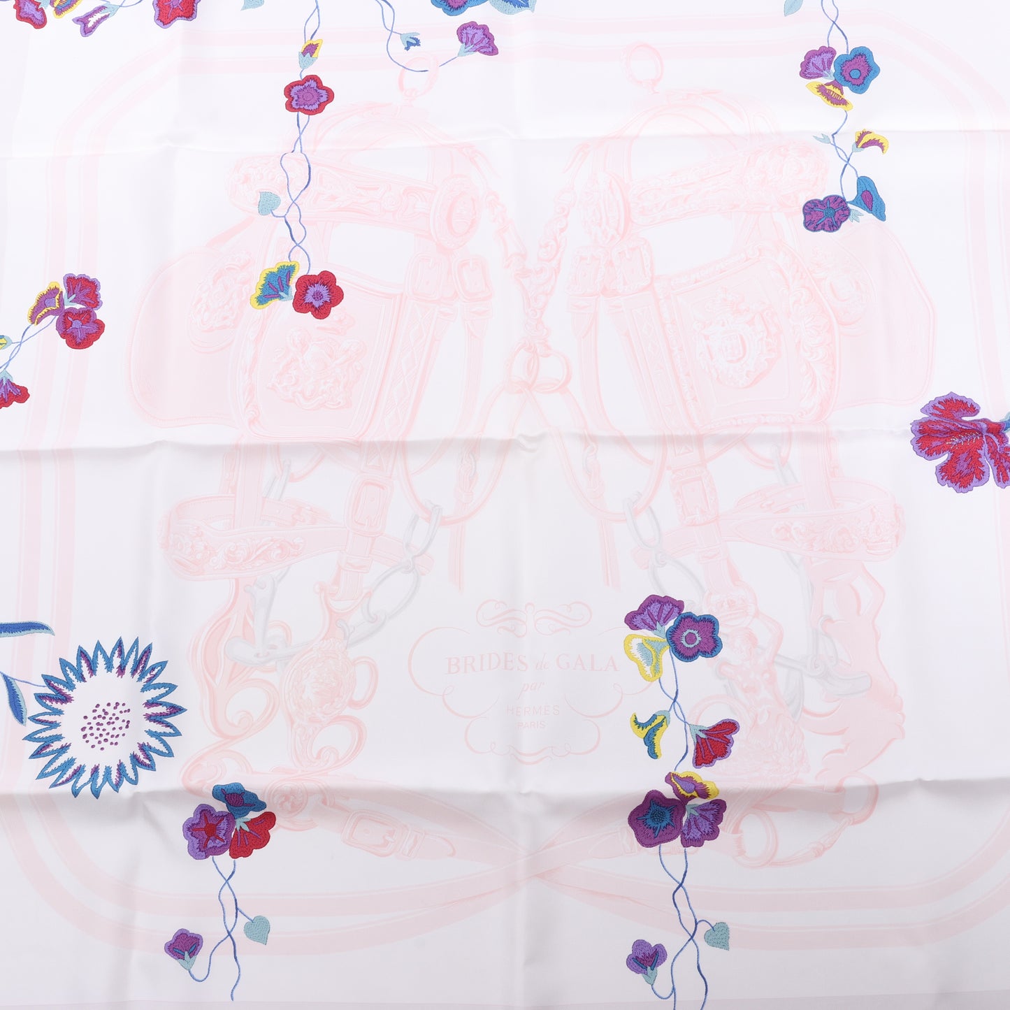 Hermès Carré 90 "BRIDES de GALA" 100% Silk Scarf in White