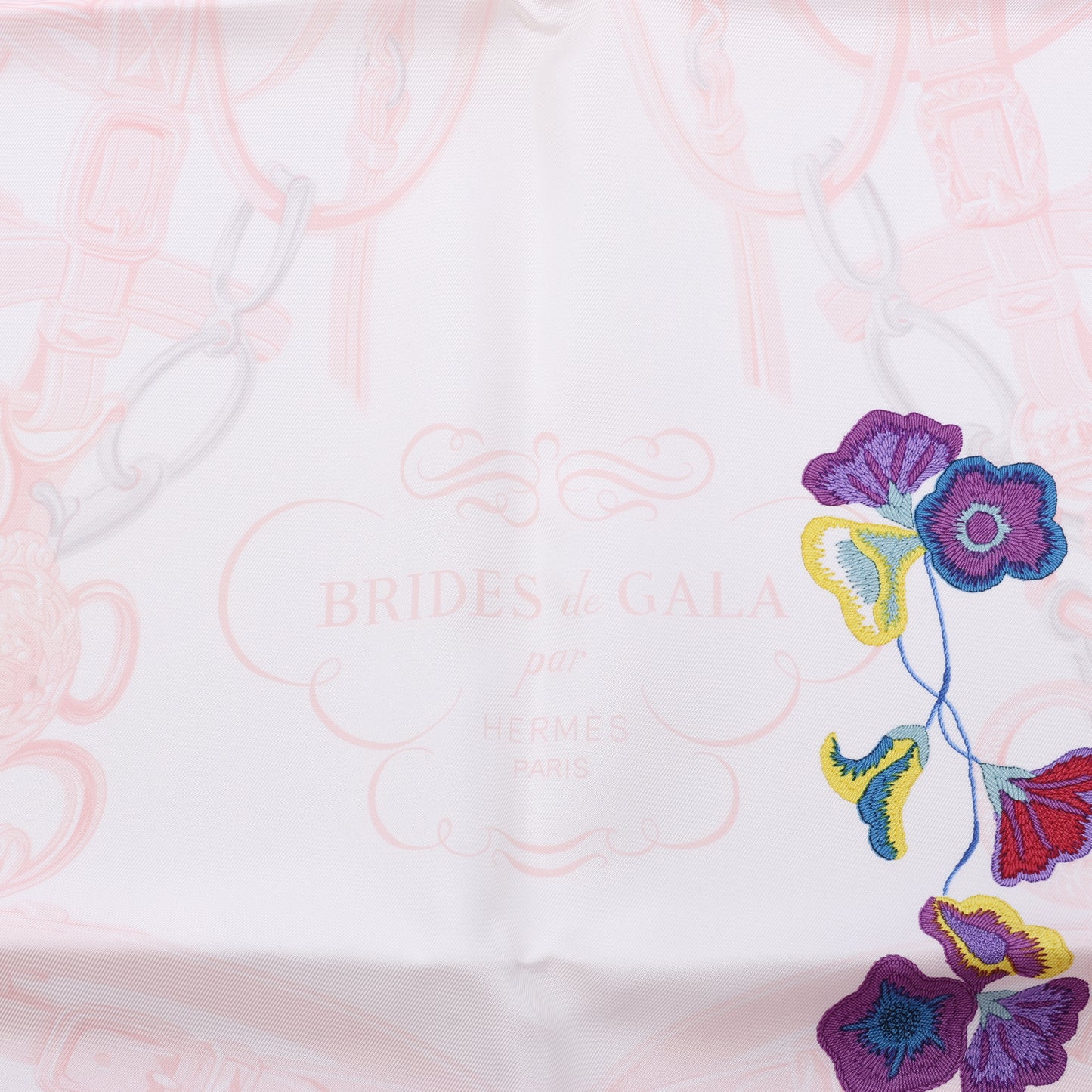 Hermès Carré 90 "BRIDES de GALA" 100% Silk Scarf in White