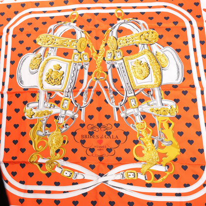 Hermès Carré 90 "BRIDES de GALA LOVE" Silk handkerchief in Red x White