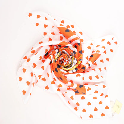 Hermès Carré 90 "BRIDES de GALA LOVE" Silk handkerchief in Red x White