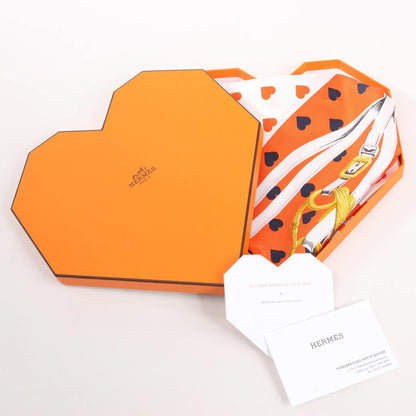Hermès Carré 90 "BRIDES de GALA LOVE" Silk handkerchief in Red x White