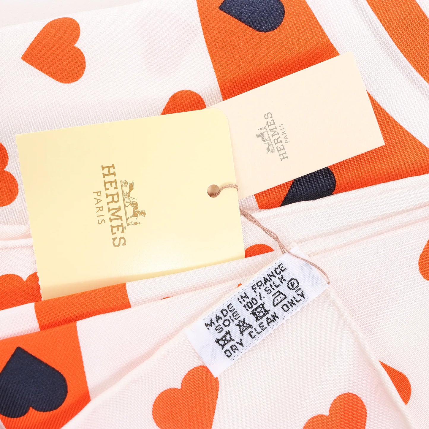 Hermès Carré 90 "BRIDES de GALA LOVE" Silk handkerchief in Red x White