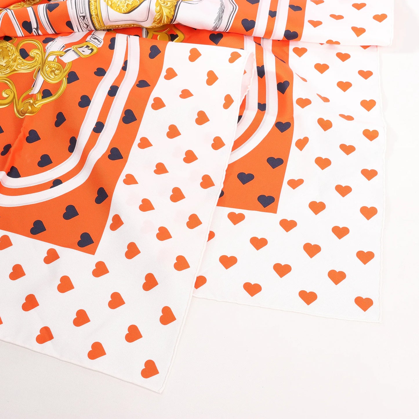 Hermès Carré 90 "BRIDES de GALA LOVE" Silk handkerchief in Red x White