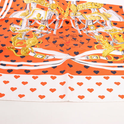 Hermès Carré 90 "BRIDES de GALA LOVE" Silk handkerchief in Red x White