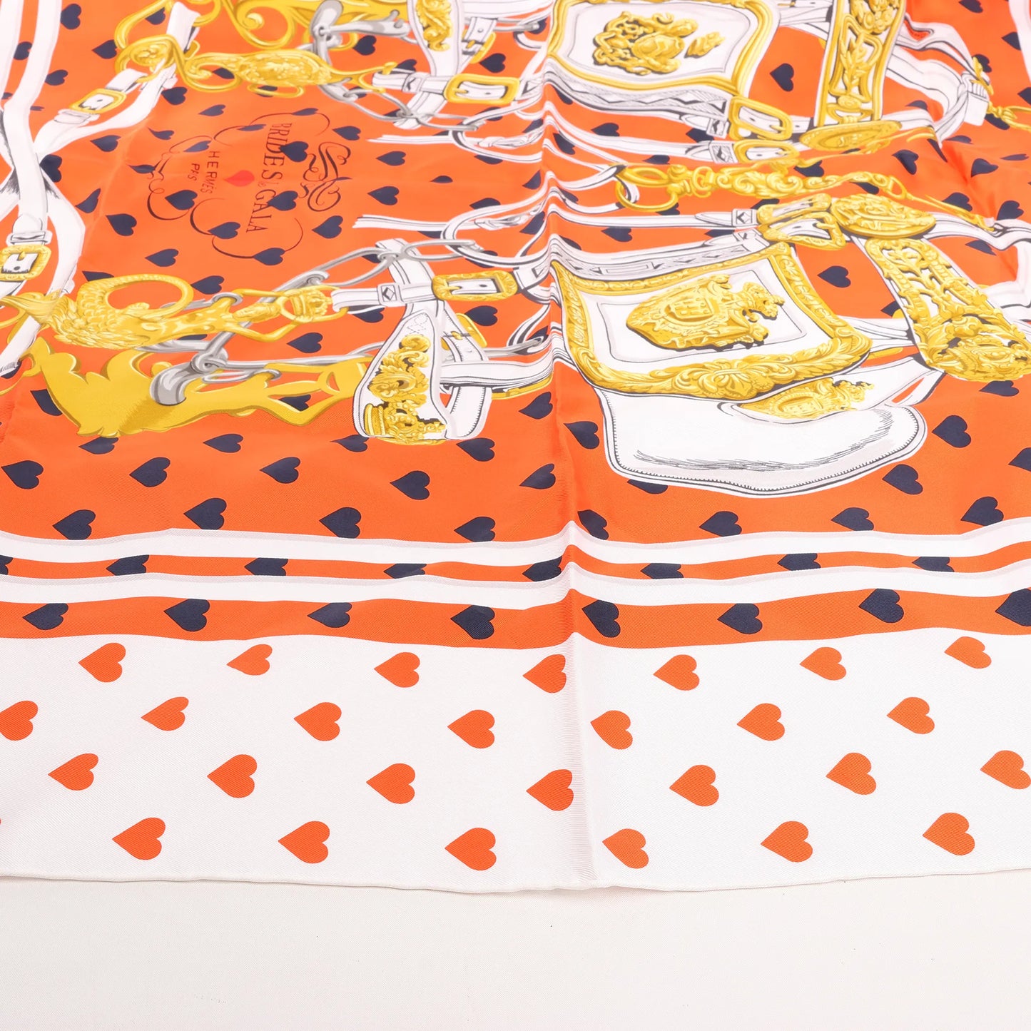 Hermès Carré 90 "BRIDES de GALA LOVE" Silk handkerchief in Red x White