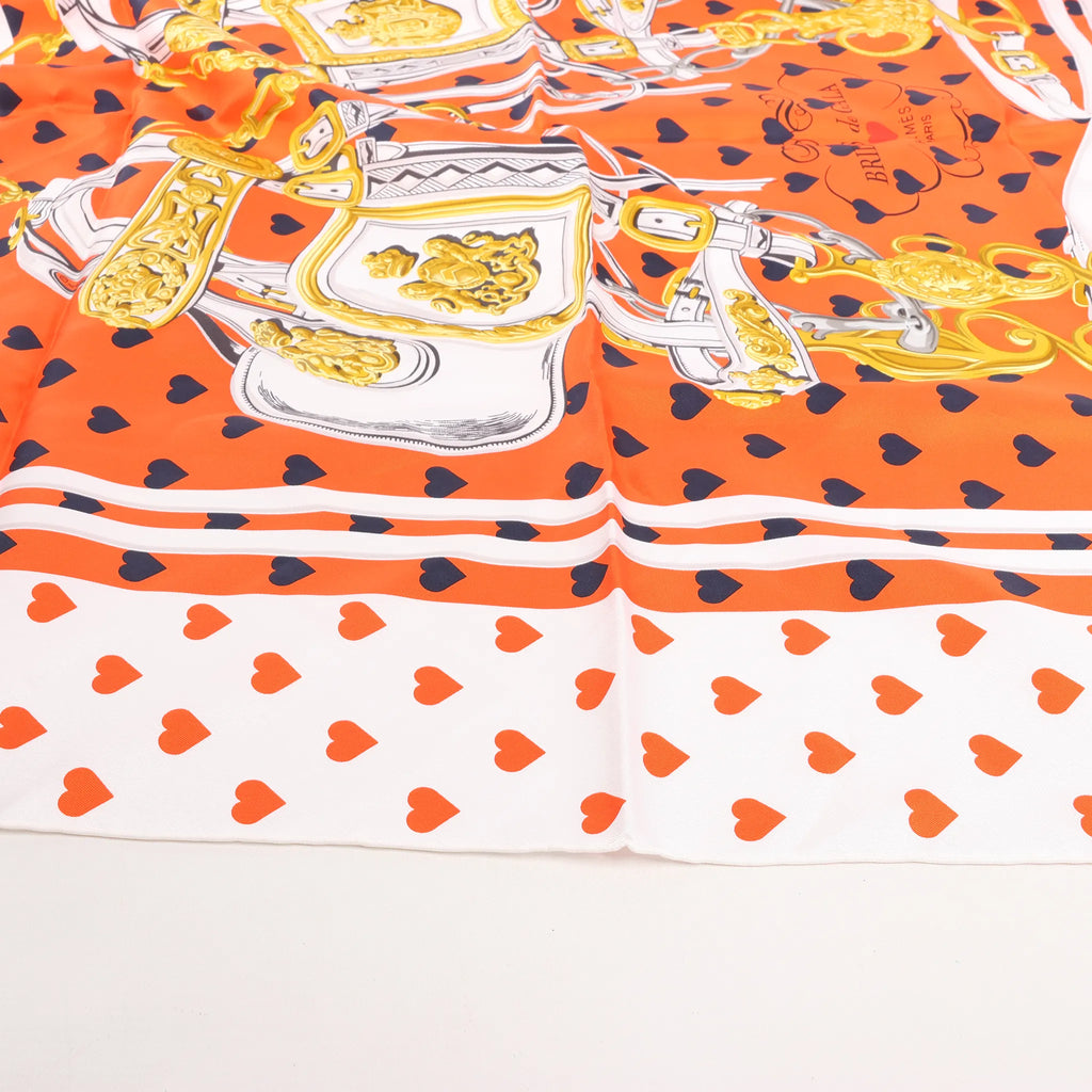 Hermès Carré 90 "BRIDES de GALA LOVE" Silk handkerchief in Red x White