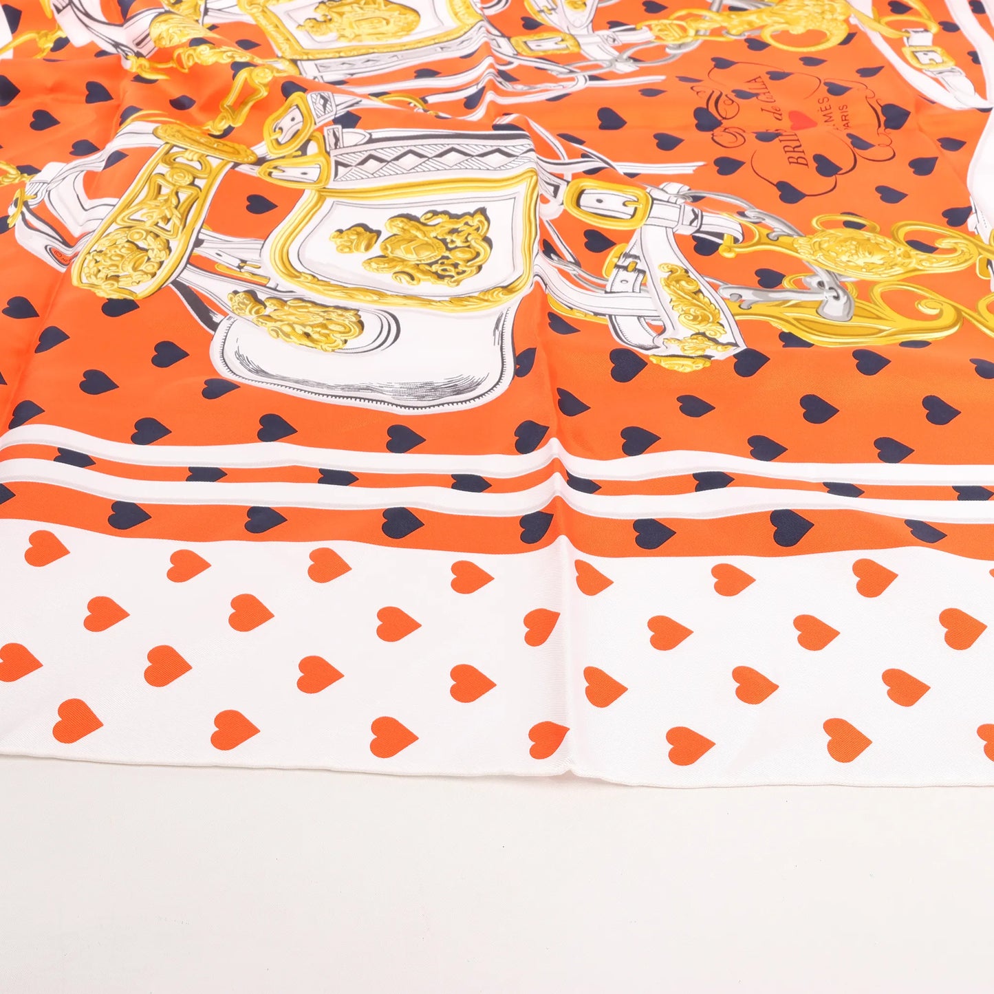 Hermès Carré 90 "BRIDES de GALA LOVE" Silk handkerchief in Red x White