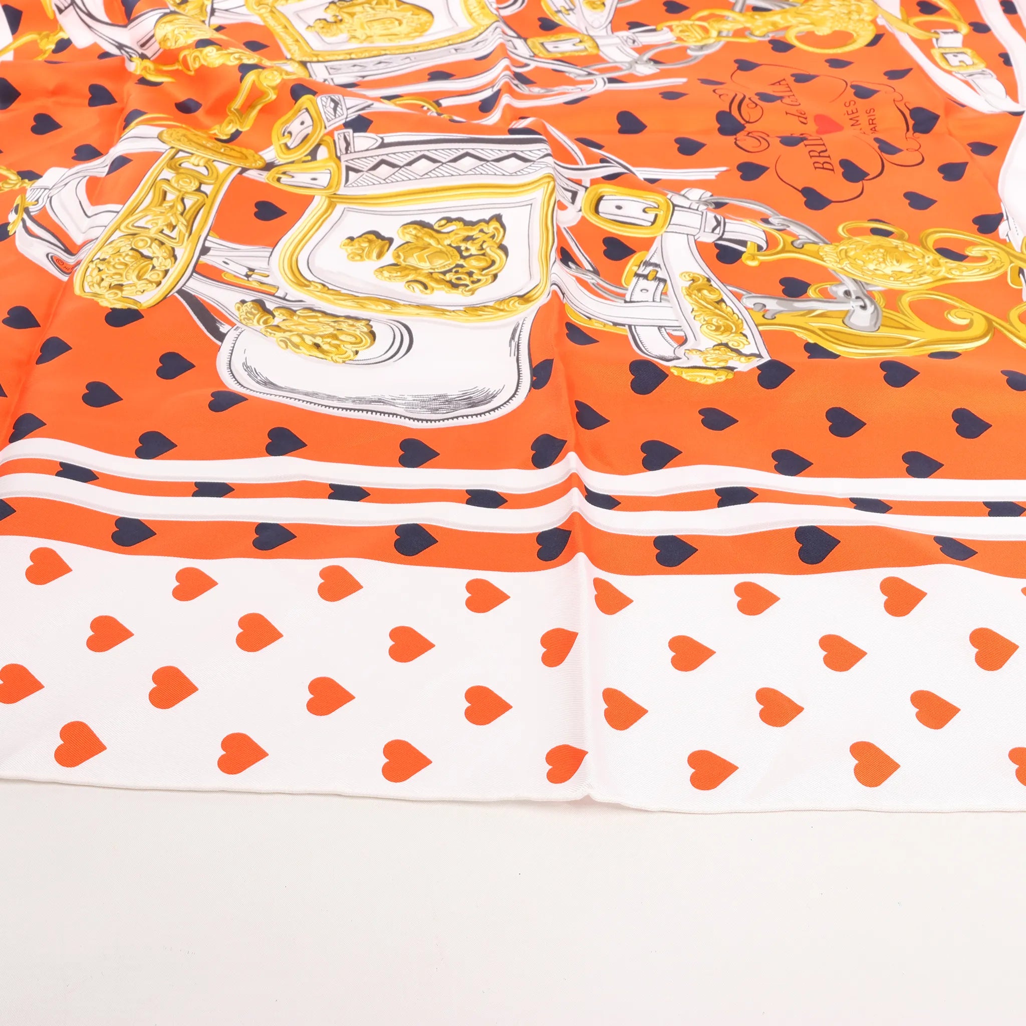 Hermès Carré 90 "BRIDES de GALA LOVE" Silk handkerchief in Red x White