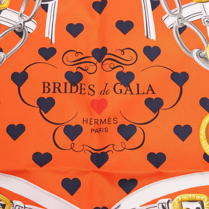 Hermès Carré 90 "BRIDES de GALA LOVE" Silk handkerchief in Red x White