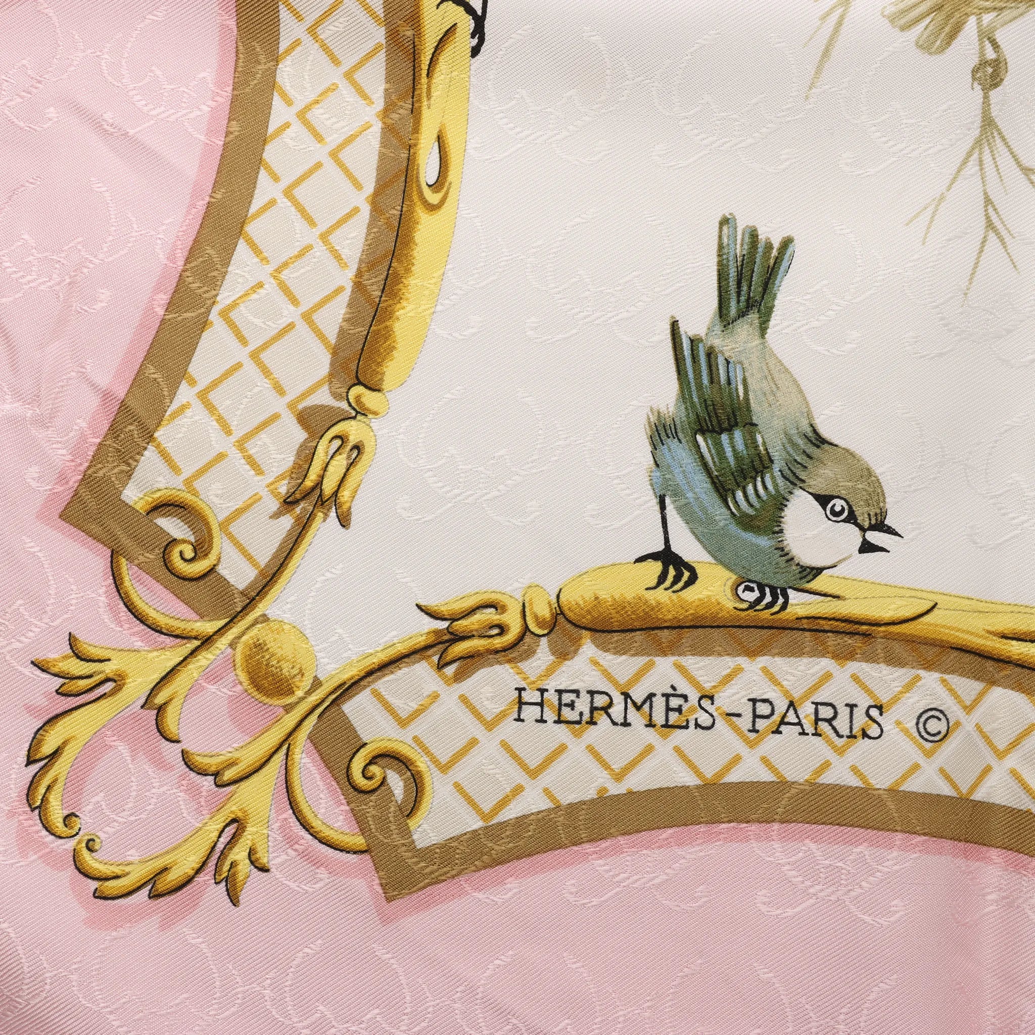 Hermès Carré 90 "La Cle des Champs" Silk handkerchief in Pink