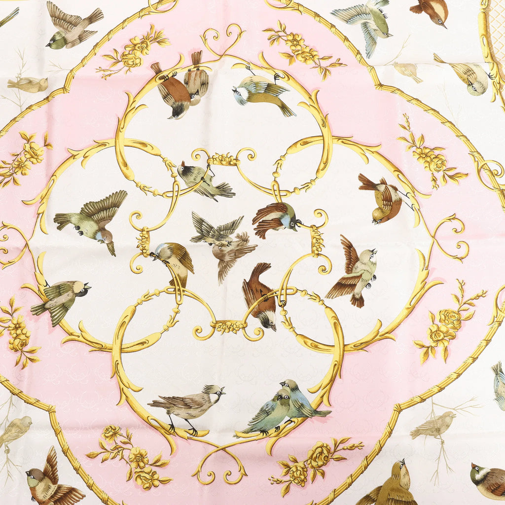Hermès Carré 90 "La Cle des Champs" Silk handkerchief in Pink