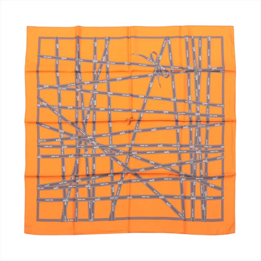 Hermès Carré 90 „Bolduc Ribbon“ Seidentaschentuch in Orange