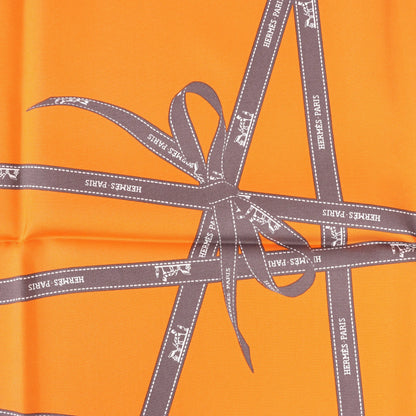 Hermès Carré 90 "Bolduc Ribbon" Silk handkerchief in Orange