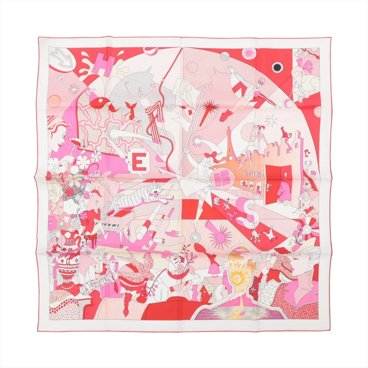 Hermès Carré 90 "CA DECOIFFE" Silk handkerchief in Pink