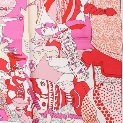Hermès Carré 90 "CA DECOIFFE" Silk handkerchief in Pink