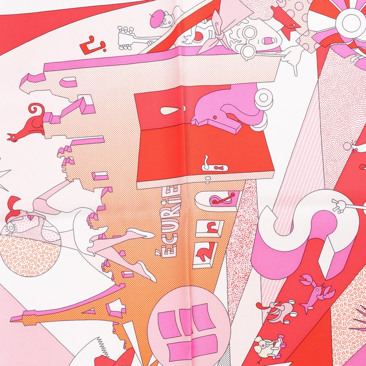 Hermès Carré 90 "CA DECOIFFE" Silk handkerchief in Pink