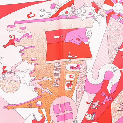 Hermès Carré 90 "CA DECOIFFE" Silk handkerchief in Pink