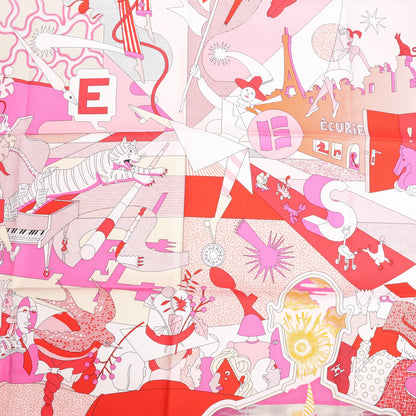 Hermès Carré 90 "CA DECOIFFE" Silk handkerchief in Pink