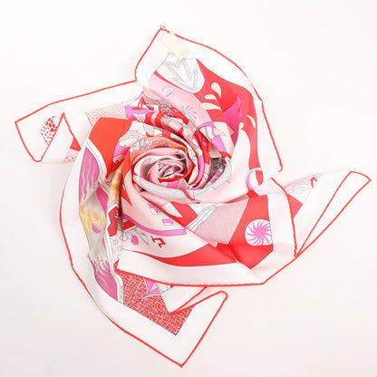 Hermès Carré 90 "CA DECOIFFE" Silk handkerchief in Pink