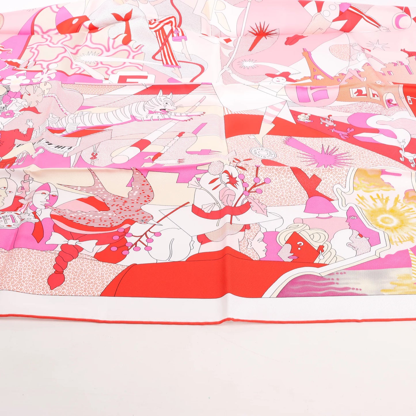 Hermès Carré 90 "CA DECOIFFE" Silk handkerchief in Pink