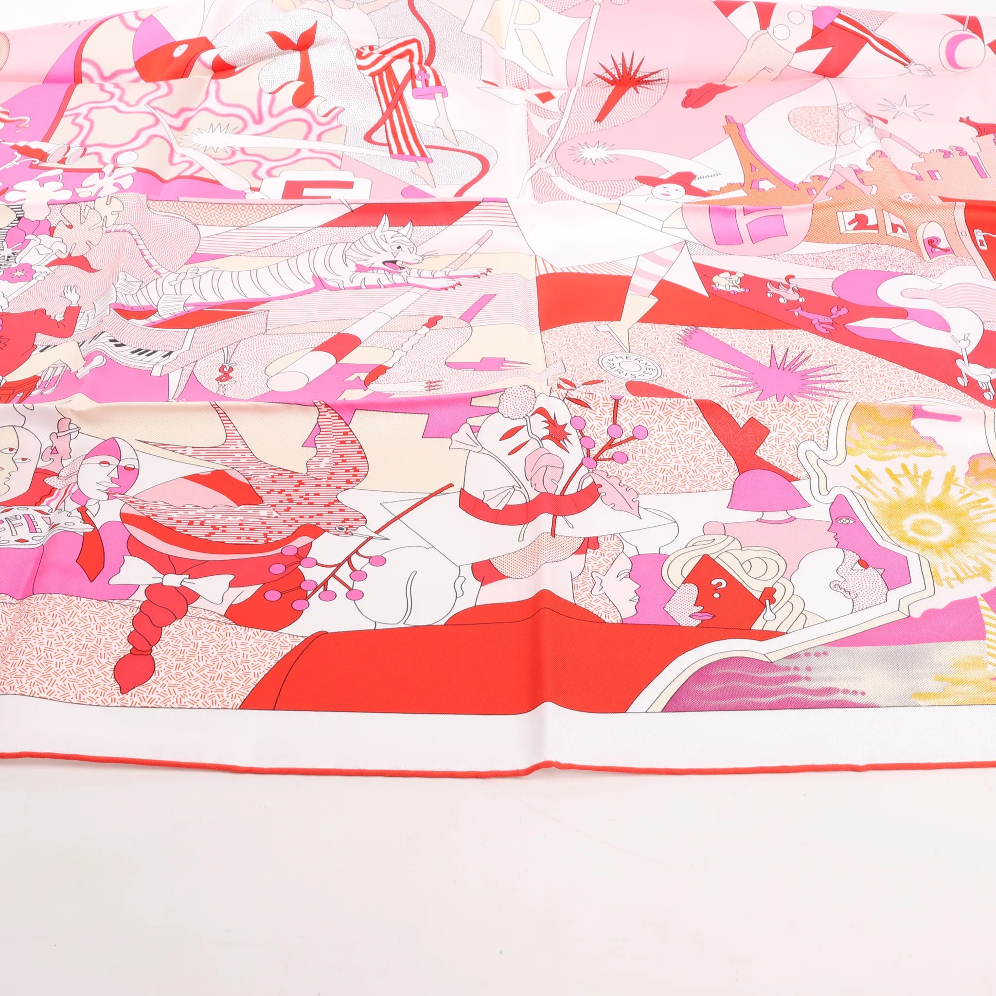 Hermès Carré 90 "CA DECOIFFE" Silk handkerchief in Pink