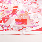 Hermès Carré 90 "CA DECOIFFE" Silk handkerchief in Pink