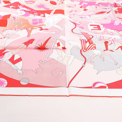 Hermès Carré 90 "CA DECOIFFE" Silk handkerchief in Pink