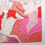 Hermès Carré 90 "CA DECOIFFE" Silk handkerchief in Pink