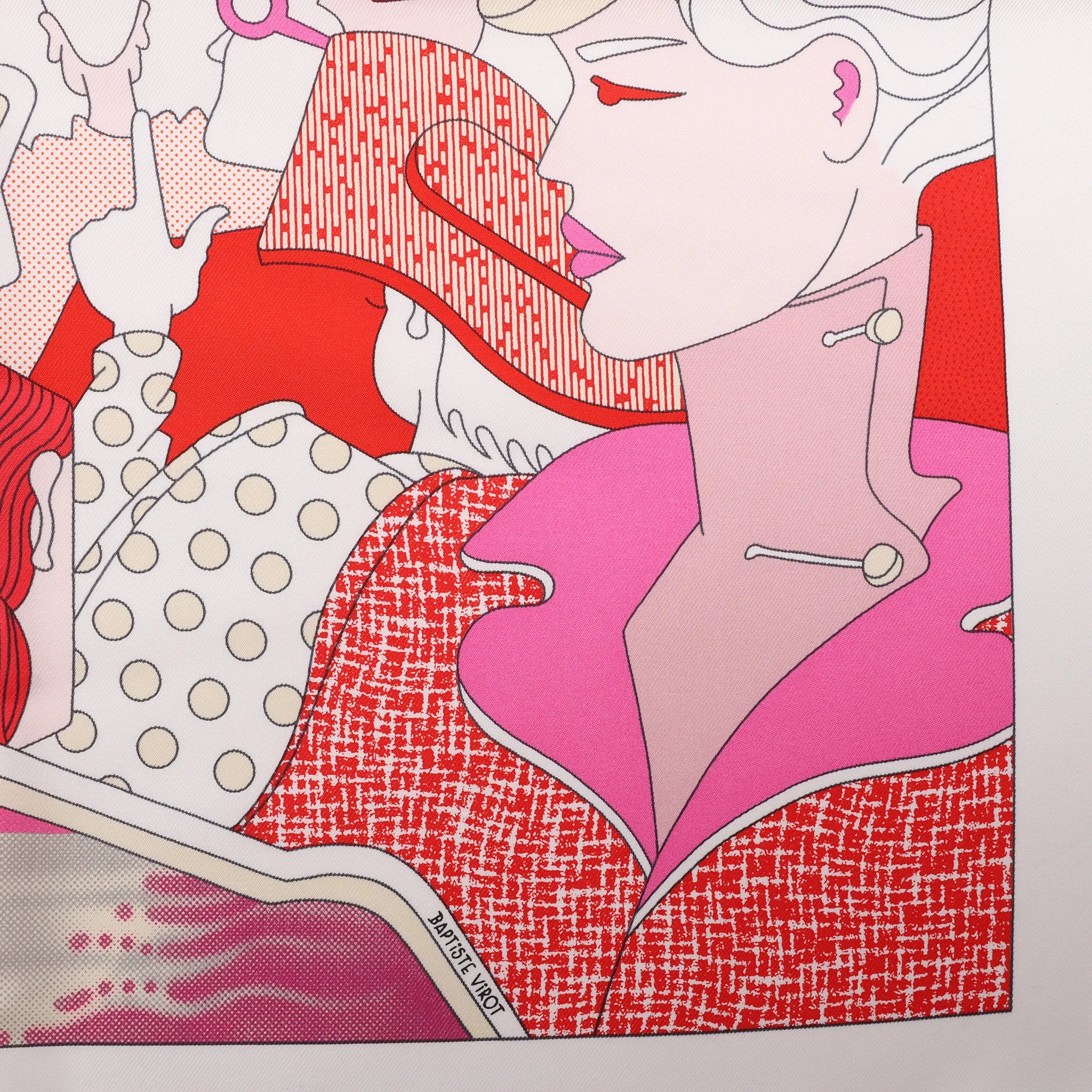 Hermès Carré 90 "CA DECOIFFE" Silk handkerchief in Pink
