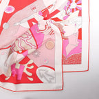 Hermès Carré 90 "CA DECOIFFE" Silk handkerchief in Pink