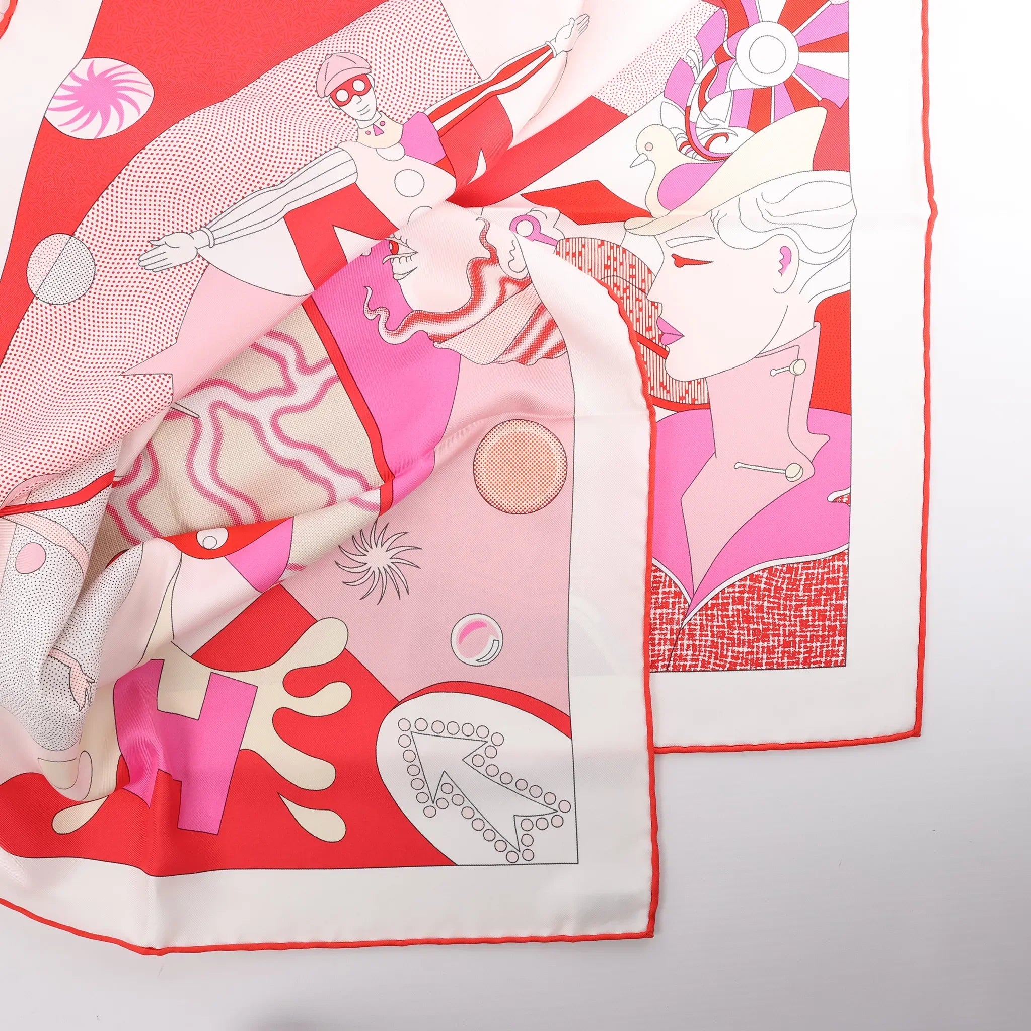 Hermès Carré 90 "CA DECOIFFE" Silk handkerchief in Pink