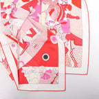 Hermès Carré 90 "CA DECOIFFE" Silk handkerchief in Pink