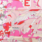 Hermès Carré 90 "CA DECOIFFE" Silk handkerchief in Pink
