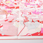 Hermès Carré 90 "CA DECOIFFE" Silk handkerchief in Pink