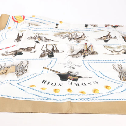 Hermès Carré 90 "CADRE NOIR" Silk handkerchief in Beige
